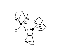 [(1,5-cyclooctadiene)2Pt2Cl(OC7H10)](1+) Structure