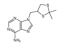 9-((RS)-2,2-dimethyl-1,3-dithiolane-4-ylmethyl)adenine结构式