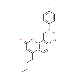 4-butyl-9-(4-fluorophenyl)-8,10-dihydropyrano[2,3-f][1,3]benzoxazin-2-one结构式