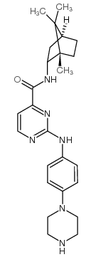 2-[[4-(1-哌嗪基)苯基]氨基]-N-(1,7,7-三甲基双环[2.2.1]-2-庚基)-4-嘧啶羧胺结构式