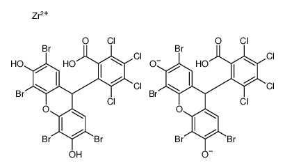 zirconium(2+) bis[2-(2,4,5,7-tetrabromo-3,6-dihydroxyxanthen-9-yl)-3,4,5,6-tetrachlorobenzoate] structure