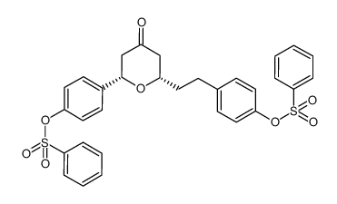 (2S,6S)-2-(4-benzenesulfonyloxyphenyl)-6-[2-(4-benzenesulfonyloxyphenyl)ethyl]tetrahydropyran-4-one结构式