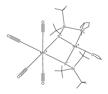 Na(THF)2[(OC)4Mn(μ-SSi(t)Bu3)2]结构式