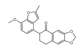 2-[4-(7-methoxy-2-methylbenzo[b]furanyl)]-6,7-methylenedioxy-3,4-dihydronaphthalen-1(2H)-one Structure