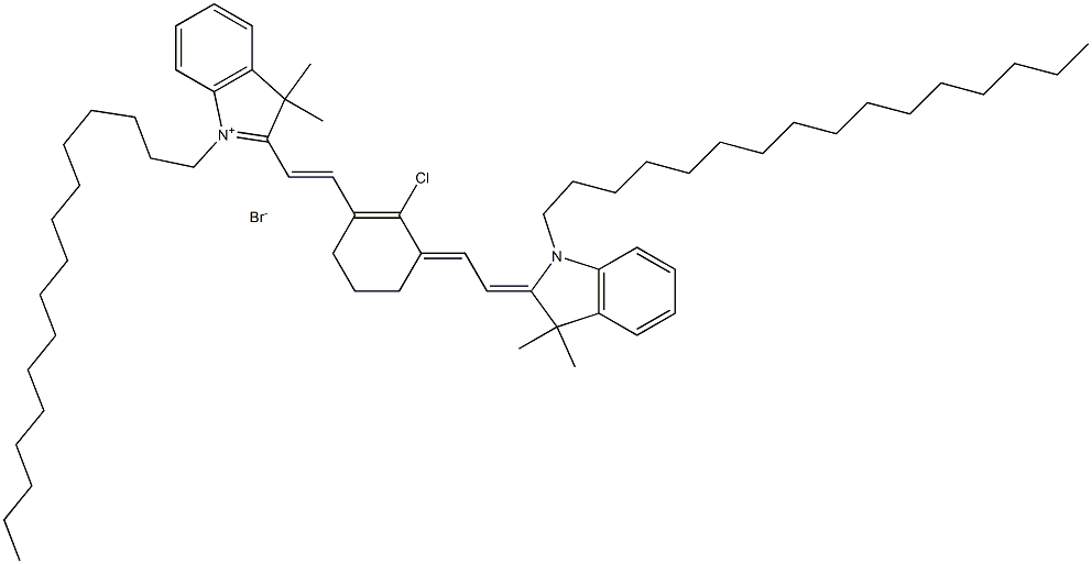 2-[2-[2-氯-3-[2-(1-十六烷基-1,3-二氢-3,3-二甲基-2H-吲哚-2-亚基)亚乙基]-1-环己烯-1-基]乙烯基]-1-十六烷基-3,3-二甲基-3H-吲哚溴化物结构式