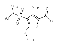 3-氨基-4-(异丙基磺酰基)-5-(甲基硫代)噻吩-2-羧酸结构式