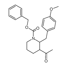 cis-1-benzyloxycarbonyl-2-(p-methoxybenzyl)-3-acetylpiperidine结构式