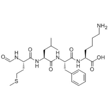 N-甲酰基-L-蛋氨酰-L-亮氨酰-L-苯丙氨酰-L-赖氨酸结构式