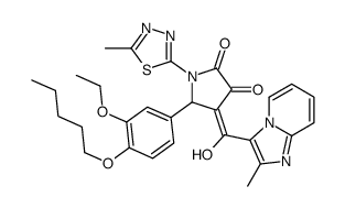 5-(3-ethoxy-4-pentoxyphenyl)-4-[hydroxy-(2-methylimidazo[1,2-a]pyridin-3-yl)methylidene]-1-(5-methyl-1,3,4-thiadiazol-2-yl)pyrrolidine-2,3-dione结构式