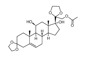 21-acetoxy-3,3,20,20-bis-ethanediyldioxy-pregn-5-ene-11β,17-diol结构式