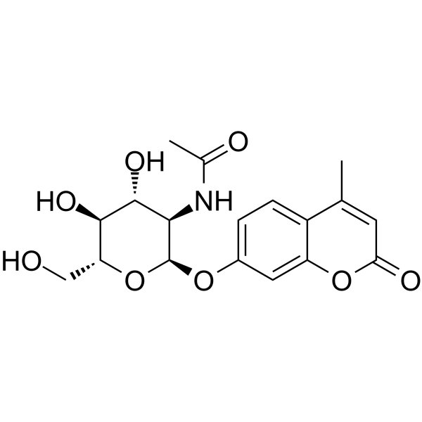 4-甲基伞形酮-2-乙酰胺基-2-脱氧-Alpha-D-吡喃葡萄糖苷结构式
