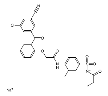 sodium,[4-[[2-[2-(3-chloro-5-cyanobenzoyl)phenoxy]acetyl]amino]-3-methylphenyl]sulfonyl-propanoylazanide Structure