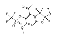 (-)-cis-5-trifluoromethanesulfonyloxy-2,3,3aS,8aR-tetrahydro-4-acetyl-6-methoxy[2,3-d]-benzo[b]furan结构式