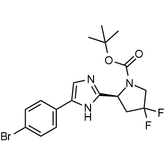 (S)-2-(5-(4-溴苯基)-1H-咪唑-2-基)-4,4-二氟吡咯烷-1-羧酸叔丁酯结构式