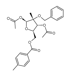 1,3-di-O-acetyl-2-O-benzyl-2-C-methyl-5-O-p-methylbenzoyl-β-D-ribofuranose结构式