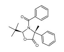 (2S,4R)-3-benzoyl-2-(tert-butyl)-4-methyl-4-phenyloxazolidin-5-one结构式