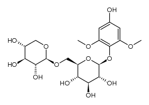 2,6-dimethoxy-p-hydroquinone 1-O-β-D-xylopyranosyl-(1->6)-β-D-glucopyranoside结构式
