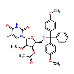 3'-O-Acetyl-5'-O-[bis(4-methoxyphenyl)(phenyl)methyl]-5-iodo-2'-O-methyluridine结构式