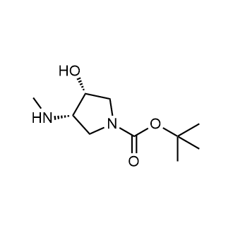 rel-(3R,4S)-3-羟基-4-(甲氨基)吡咯烷-1-羧酸叔丁酯结构式