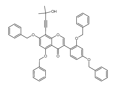 2',4',5,7-tetrakis(benzyloxy)-8-(3-hydroxy-3-methyl-1-butynyl)isoflavone结构式