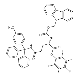 Nα-Fmoc-Ndelta-甲基三苯甲基-L-谷氨酰胺五氟苯基酯结构式