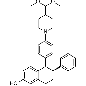(5R,6S)-5-(4-(4-(二甲氧基甲基)哌啶-1-基)苯基)-6-苯基-5,6,7,8-四氢萘-2-醇结构式