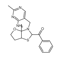 [3-(4-amino-2-methyl-pyrimidin-5-ylmethyl)-3a-methyl-hexahydro-furo[2,3-d]thiazol-2-yl]-phenyl-methanone结构式
