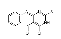 4-氯-2-(甲基硫代)-6-(苯基氨基)-5-嘧啶羧醛结构式