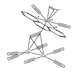 dicobalt (CO)6 ((molybdenum (η3-allyl)(CO)2(1,10-phenanthroline))(CCH)) Structure