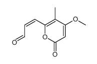 (E)-3-(4-methoxy-3-methyl-6-oxopyran-2-yl)prop-2-enal Structure