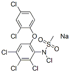 sodium chloro-N-[2,3,4-trichloro-6-(2,4-dichlorophenoxy)phenyl]methanesulphonamidate结构式