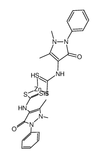 zinc(II) bis(4-aminophenazone dithiocarbamate)结构式