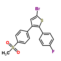 5-溴-2-(4-氟苯基)-3-(4-甲基磺酰基苯基)噻吩结构式