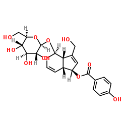 6-O-对羟基苯甲酰桃叶珊瑚苷结构式