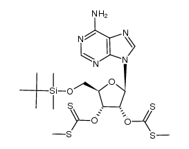 5'-O-(tert-butyldimethylsilyl)-2',3'-bis-O-[(methylthio)-thiocarbonyl]adenosine结构式