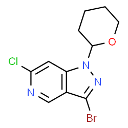3-溴-6-氯-1-(2-四氢吡喃基)吡唑并[4,3-C]吡啶结构式
