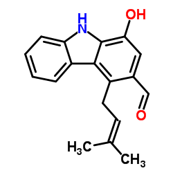 1-羟基-4-(3-甲基-2-丁烯基)-9H-咔唑-3-甲醛结构式