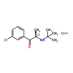 (2R)-1-(3-Chlorophenyl)-2-[(2-methyl-2-propanyl)amino]-1-propanone hydrochloride (1:1) Structure
