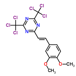 2-(3,4-二甲氧基苯乙烯基)-4,6-双(三氯甲基)-1,3,5-三嗪结构式