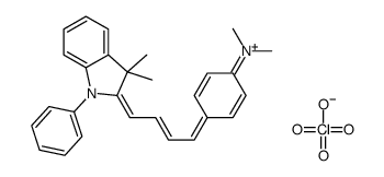 4-[4-(3,3-dimethyl-1-phenylindol-1-ium-2-yl)buta-1,3-dienyl]-N,N-dimethylaniline,perchlorate Structure