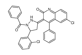 3-[1-benzoyl-5-(2-chlorophenyl)pyrazolidin-3-ylidene]-6-chloro-4-phenylquinolin-2-one结构式