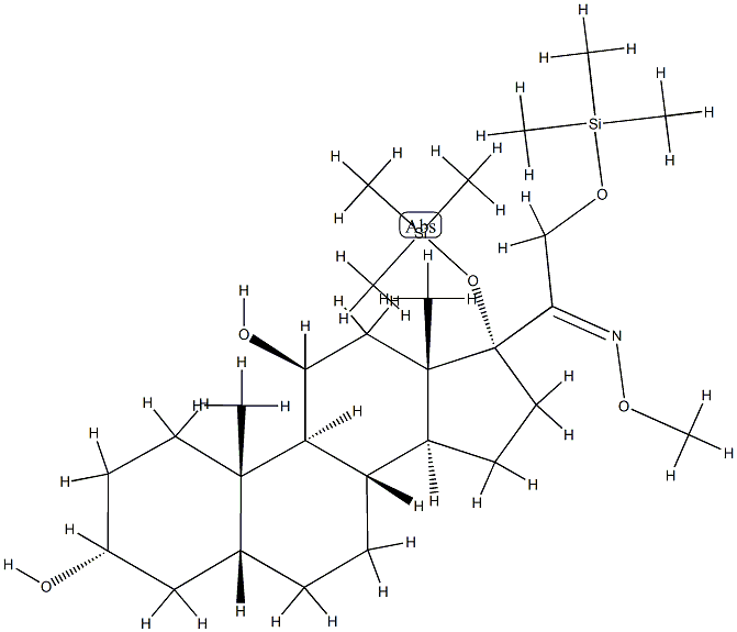 3α,11β-Dihydroxy-17,21-bis(trimethylsiloxy)-5β-pregnan-20-one O-methyl oxime结构式
