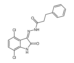 3-phenyl-propionic acid [(3Z)-4,7-dichloro-2-oxo-1,2-dihydro-indol-3-ylidene]-hydrazide结构式