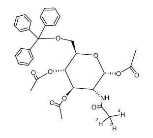 2-Trideuterioacetamino-1,3,4-tri-O-acetyl-2-desoxy-6-O-trityl-α-D-glucopyranose Structure