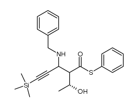 S-phenyl 3-(benzylamino)-2-((R)-1-hydroxyethyl)-5-(trimethylsilyl)pent-4-ynethioate Structure