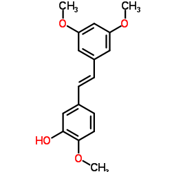 5-[(1E)-2-(3,5-二甲氧基苯基)乙烯基]-2-甲氧基苯酚结构式