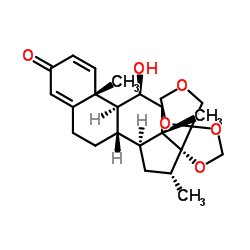 11β-羟基-16α-甲基-17,20：20,21-双(亚甲基二氧基)-孕甾-1,4-二烯-3-酮结构式
