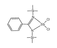 2,2-dichloro-4-phenyl-1,3-bis(trimethylsilyl)-1,2-dihydro-1,3l4,2l5-diazastibete Structure