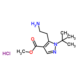 Methyl 5-(2-aminoethyl)-1-(2-methyl-2-propanyl)-1H-pyrazole-4-carboxylate hydrochloride (1:1) Structure