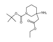 tert-butyl 3-amino-3-(2-ethoxy-2-oxoethyl)piperidine-1-carboxylate结构式